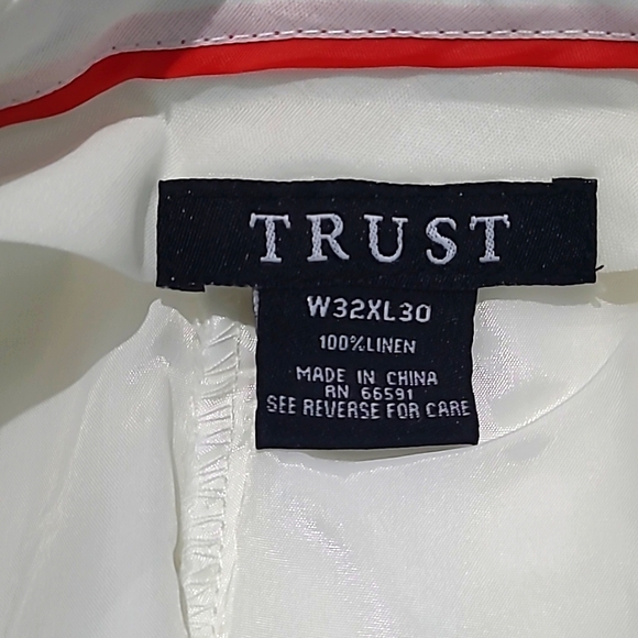 Linen Pants, size 32x30, white, never worn. - Picture 2 of 4